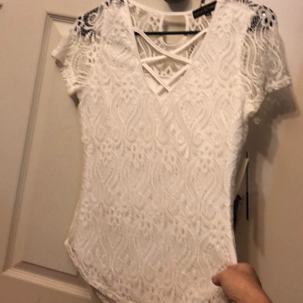 White lace shirt